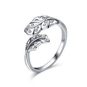 (imagine pentru) Inel deschis elegant cu model de frunze în stil Pandora - VSR155