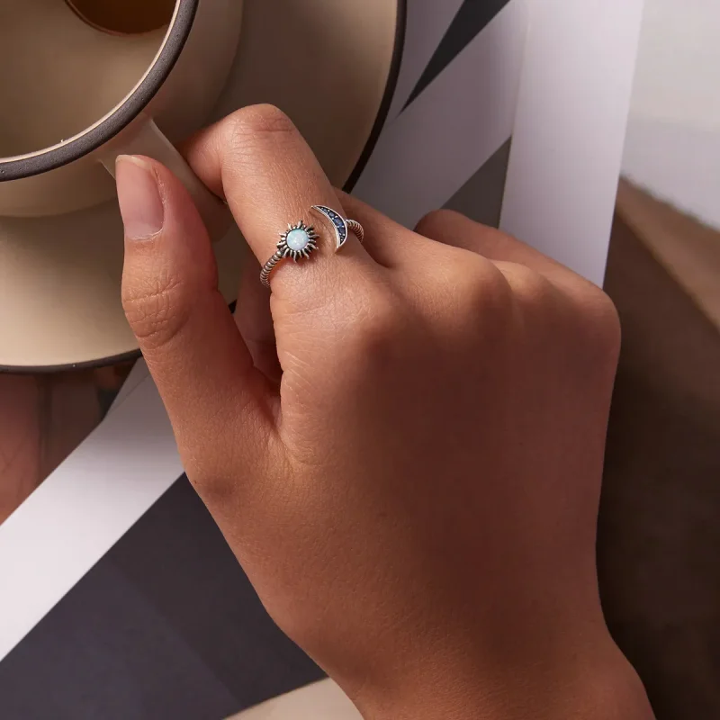 (imagine pentru) Inel deschis Pandora Style Sun, Moon, Stars Bestie - SCR796 - Vizualizare 5