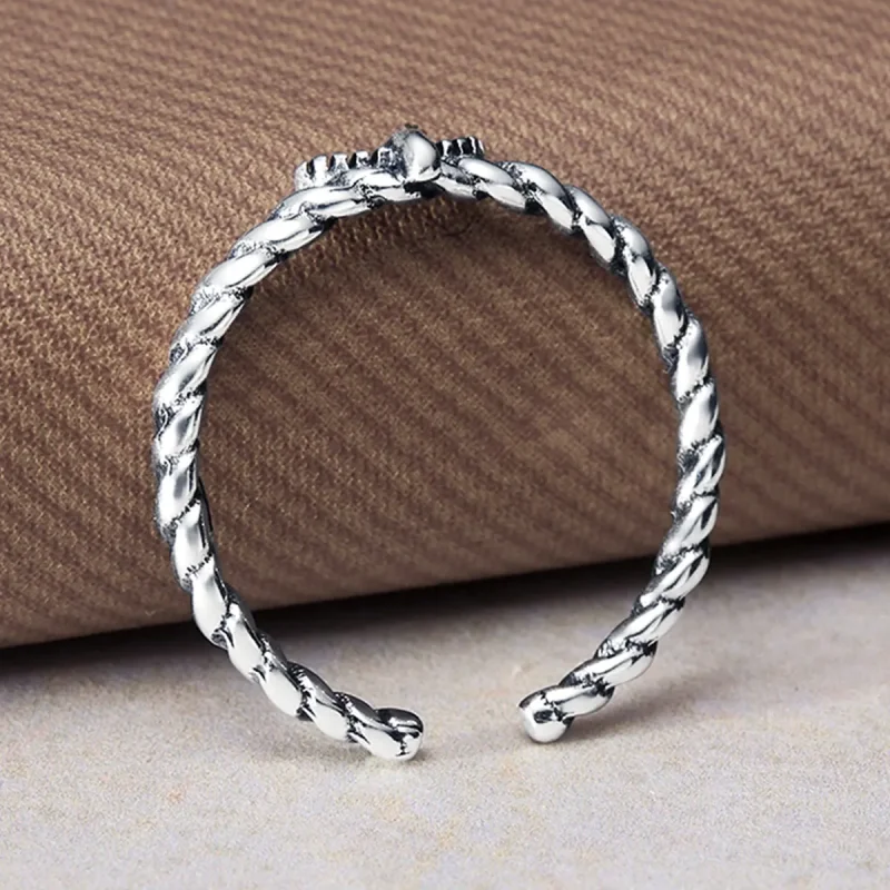(imagine pentru) Inel deschis retro nostalgic din coardă de cânepă în stil Pandora - VSR064 - Vizualizare 4