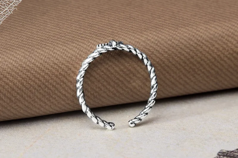 (imagine pentru) Inel deschis retro nostalgic din coardă de cânepă în stil Pandora - VSR064 - Vizualizare 9
