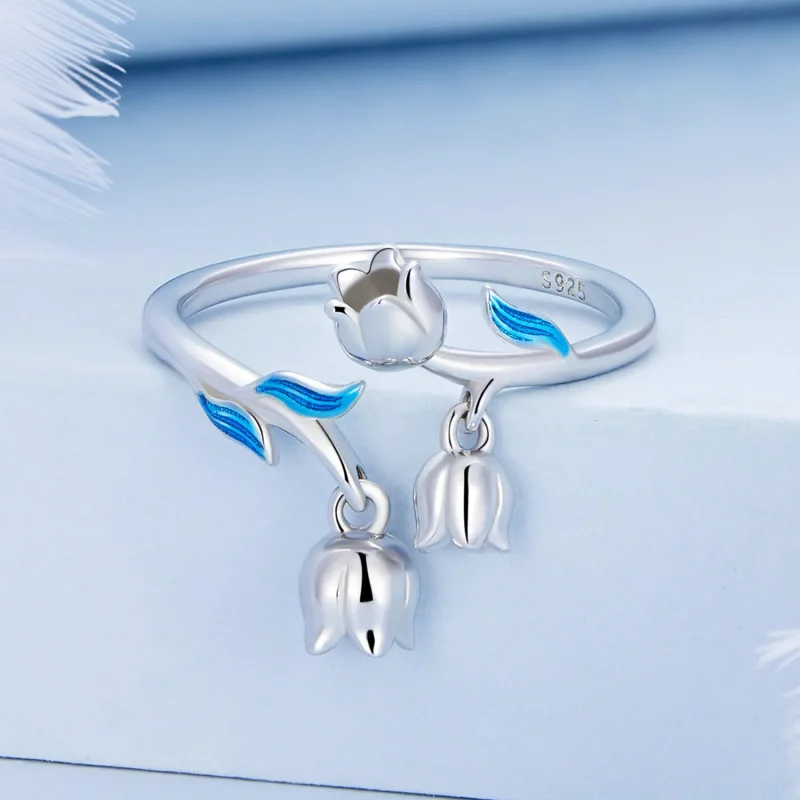 (imagine pentru) Inel deschis stil Pandora cu orhidee - BSR287 - Vizualizare 3