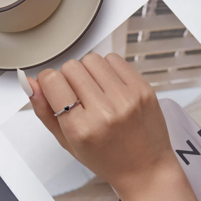 (imagine pentru) Inel deschis vintage cu zirconiu negru în stil Pandora - SCR878 - Vizualizare 6