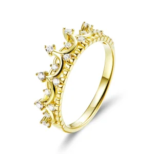 (imagine pentru) Inel Tip Pandora cu coroană placat cu aur de 14 k - SCR493