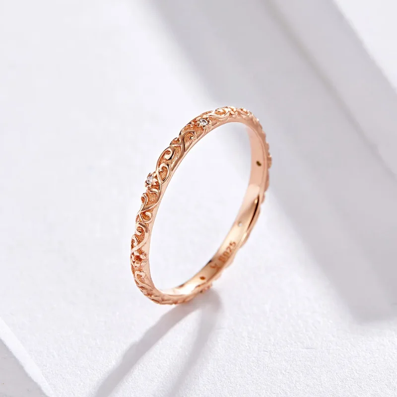 (imagine pentru) Inel Tip Pandora cu Modele retro din aur rose - SCR514 - Vizualizare 2