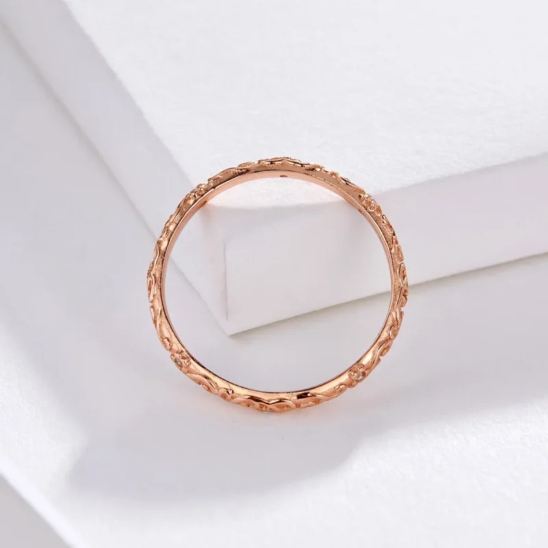 (imagine pentru) Inel Tip Pandora cu Modele retro din aur rose - SCR514 - Vizualizare 5