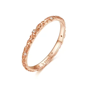 (imagine pentru) Inel Tip Pandora cu Modele retro din aur rose - SCR514