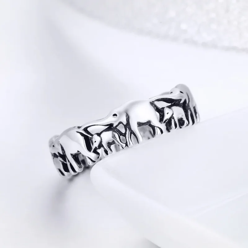(imagine pentru) Inel Tip Pandora cu Familia Elefant din argint - SCR344 - Vizualizare 2