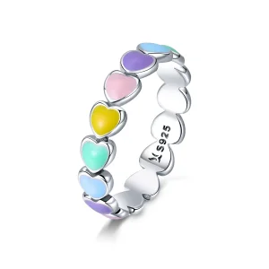 (imagine pentru) Inel Tip Pandora cu Rainbow Inima din argint - SCR444