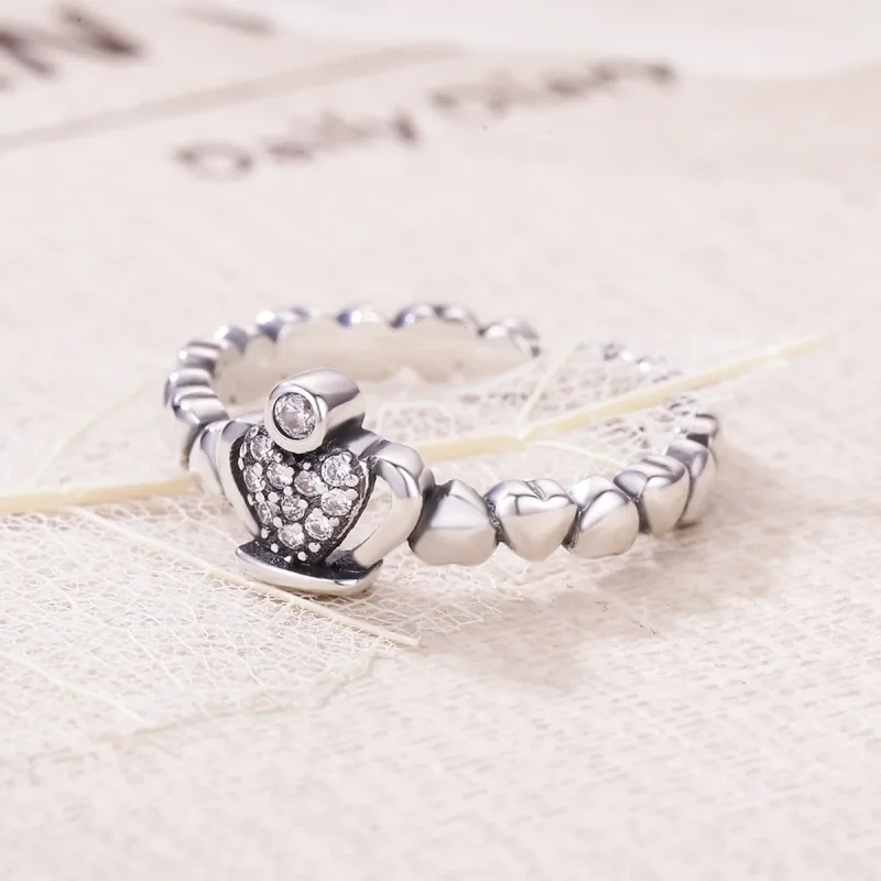 (imagine pentru) Inel Pandora de stil regal cu coroană de laur deschisă - VSR142 - Vizualizare 4