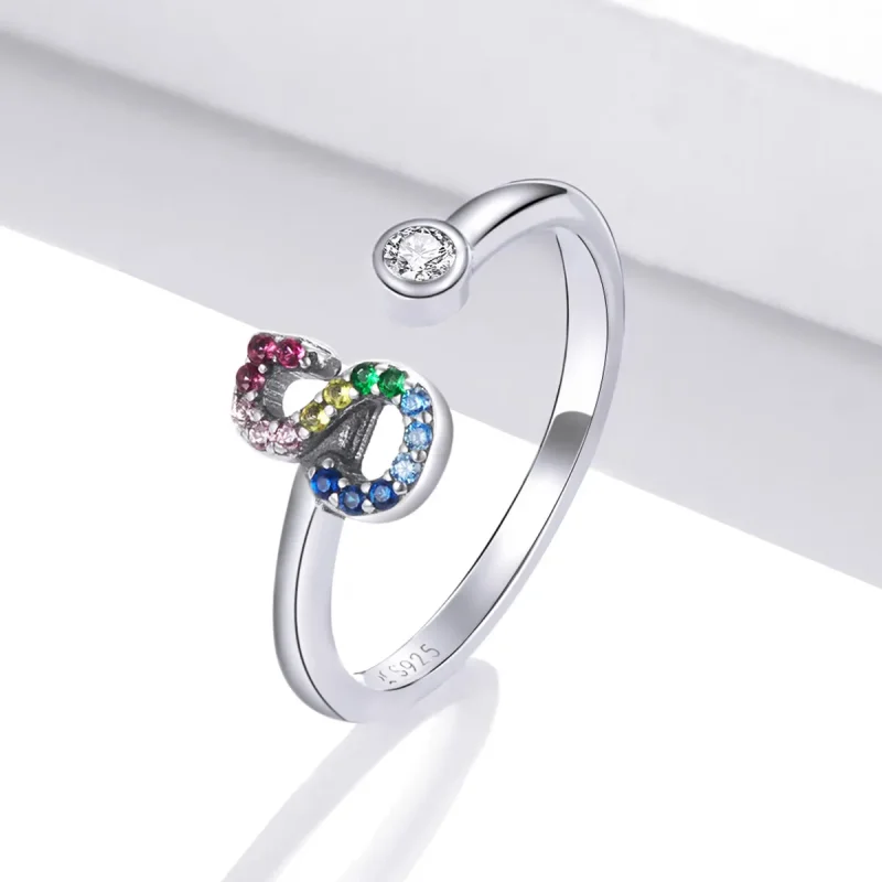 (imagine pentru) Inel Pandora stil litera colorat-S deschis - SCR723-S - Vizualizare 2