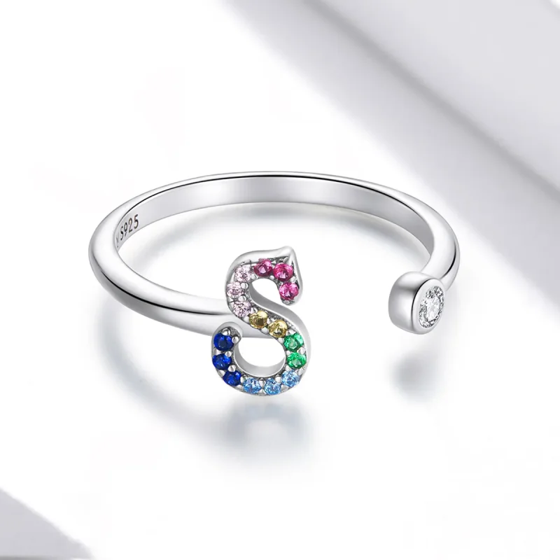 (imagine pentru) Inel Pandora stil litera colorat-S deschis - SCR723-S - Vizualizare 3
