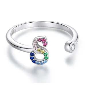 (imagine pentru) Inel Pandora stil litera colorat-S deschis - SCR723-S