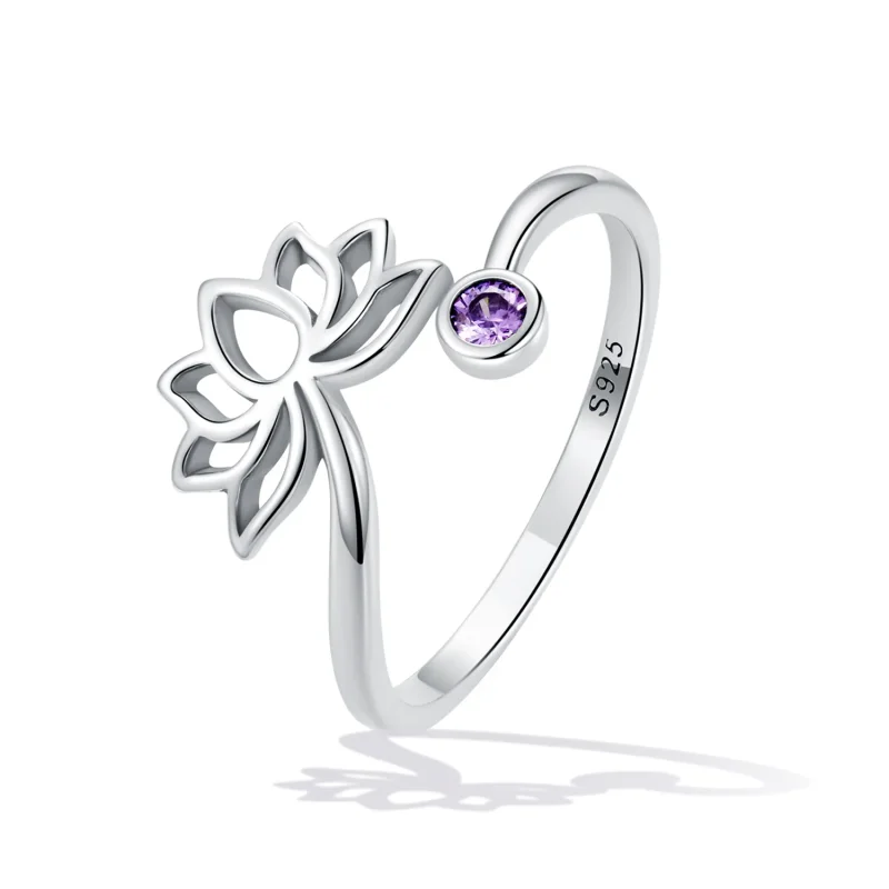 (imagine pentru) Inel simplu în stil Pandora cu lotus deschis - SCR821 - Vizualizare 2