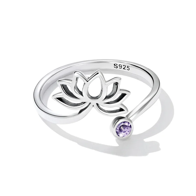 (imagine pentru) Inel simplu în stil Pandora cu lotus deschis - SCR821 - Vizualizare 3