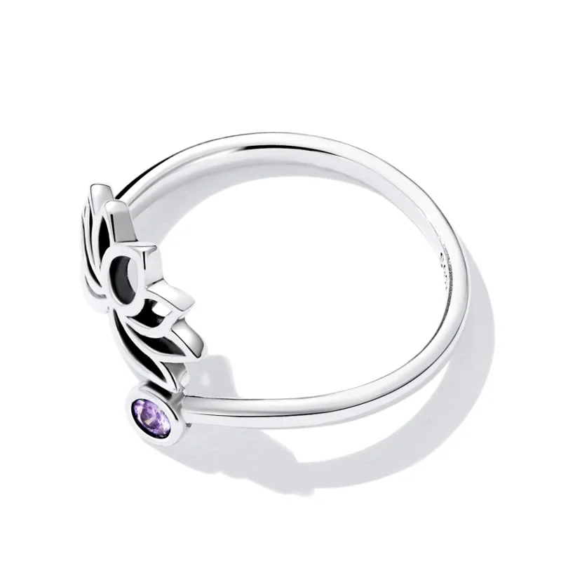 (imagine pentru) Inel simplu în stil Pandora cu lotus deschis - SCR821 - Vizualizare 4