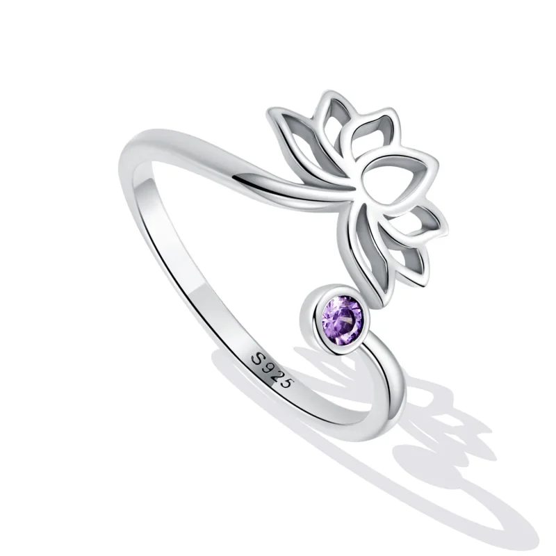 (imagine pentru) Inel simplu în stil Pandora cu lotus deschis - SCR821 - Vizualizare 5