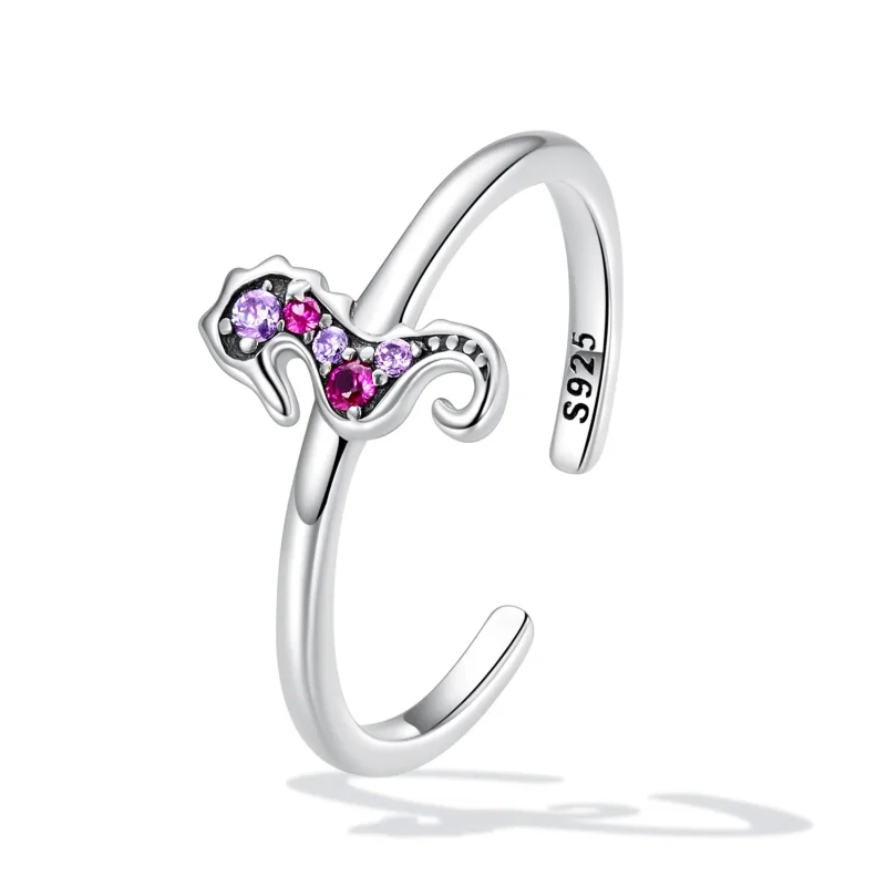 (imagine pentru) Inelul Deschis Exquisite cu Motiv de Căluț de Mare în Stil Pandora - SCR816 - Vizualizare 2