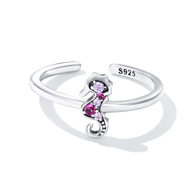 (imagine pentru) Inelul Deschis Exquisite cu Motiv de Căluț de Mare în Stil Pandora - SCR816 - Vizualizare 3