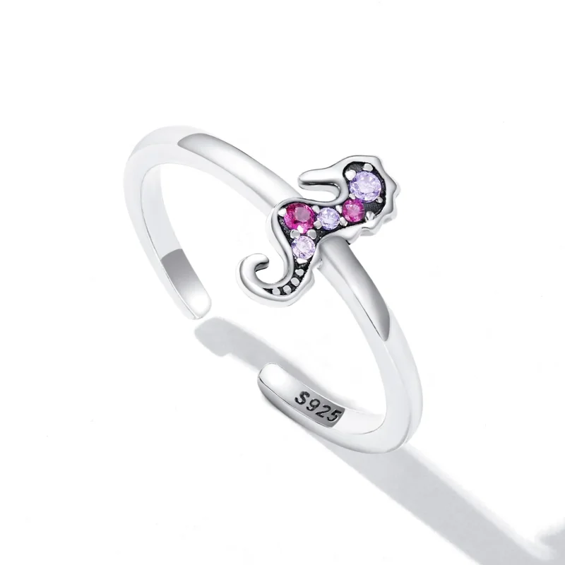 (imagine pentru) Inelul Deschis Exquisite cu Motiv de Căluț de Mare în Stil Pandora - SCR816 - Vizualizare 5
