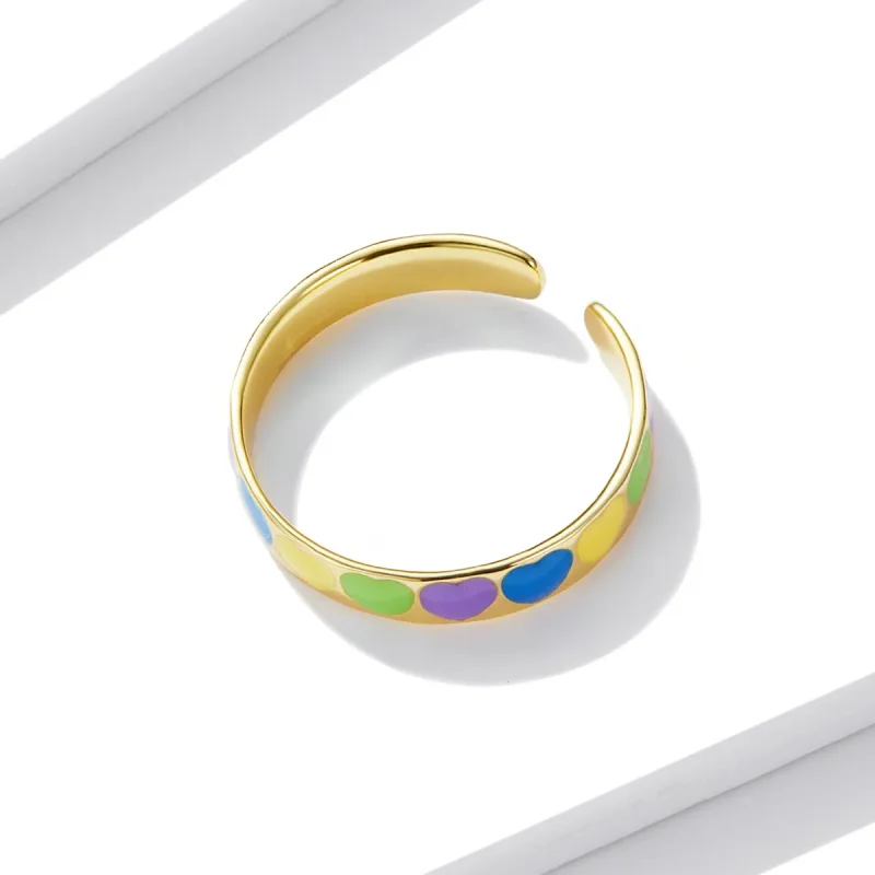 (imagine pentru) Pandora Style Colorful Hearts Open Ring - BSR222 - Vizualizare 3