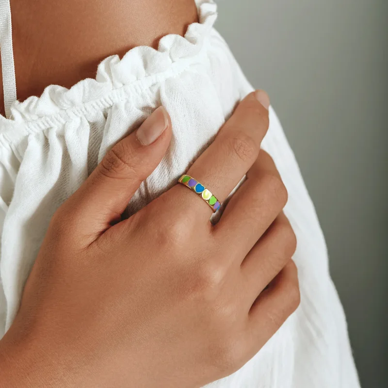 (imagine pentru) Pandora Style Colorful Hearts Open Ring - BSR222 - Vizualizare 6