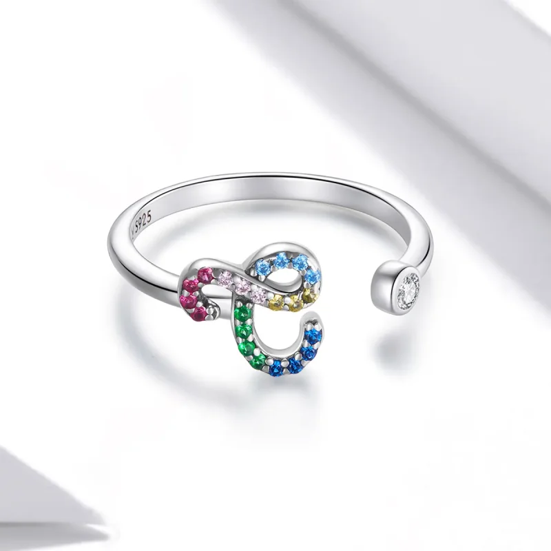 (imagine pentru) Pandora Style Colorful Letter-C Open Ring - SCR723-C - Vizualizare 3