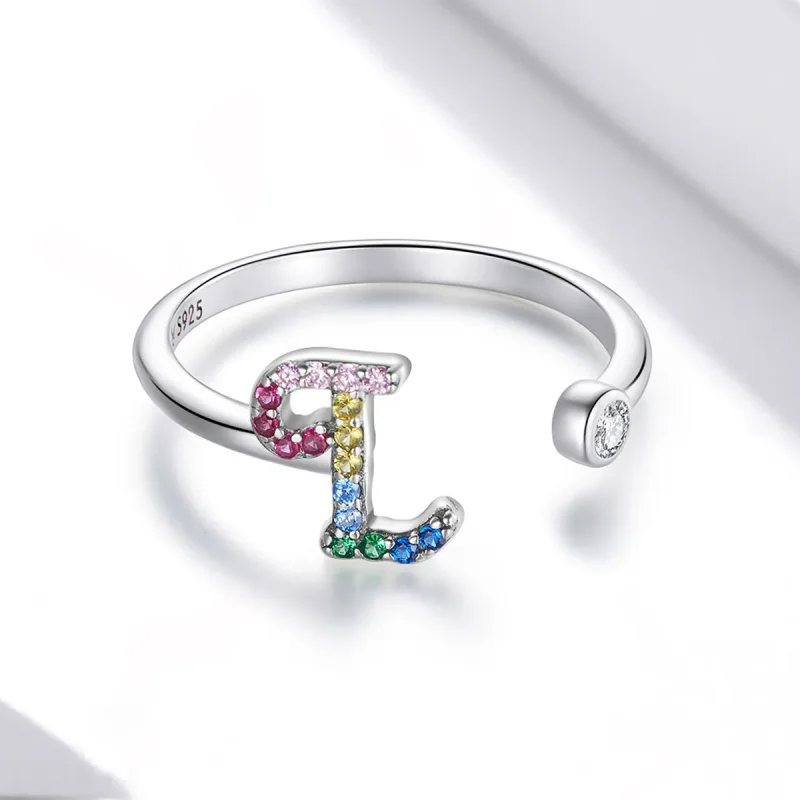 (imagine pentru) Pandora Style Colorful Letter-L Open Ring - SCR723-L - Vizualizare 3