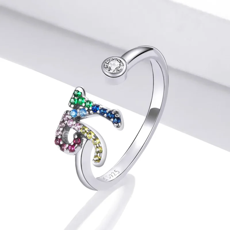 (imagine pentru) Pandora Style Colorful Letter-N Open Ring - SCR723-N - Vizualizare 2