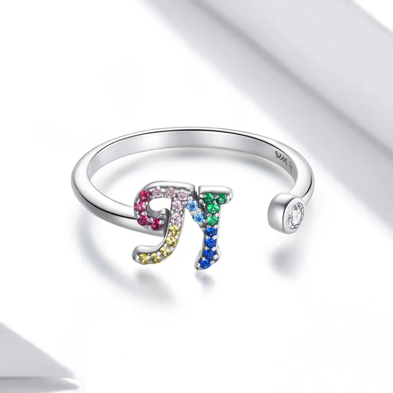(imagine pentru) Pandora Style Colorful Letter-N Open Ring - SCR723-N - Vizualizare 3