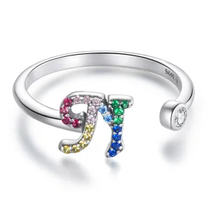 (imagine pentru) Pandora Style Colorful Letter-N Open Ring - SCR723-N