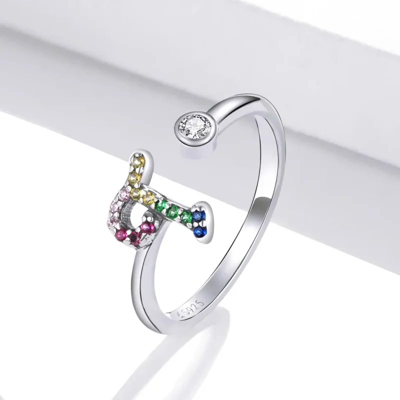 (imagine pentru) Pandora Style Colorful Letter-T Open Ring - SCR723-T - Vizualizare 2