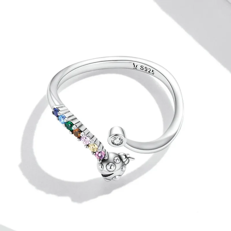 (imagine pentru) Pandora Style Colorful Zirconium Ladybug Open Ring - SCR785 - Vizualizare 4