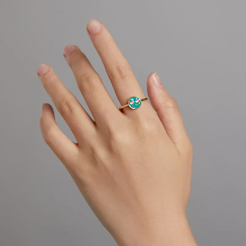 (imagine pentru) Pandora Style Emoji - Inel deschis cool - SCR737-A - Vizualizare 7