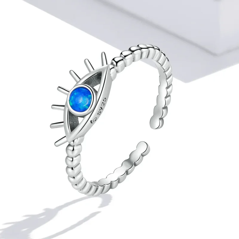 (imagine pentru) Pandora Style Evil Eye Beaded Open Ring - BSR223 - Vizualizare 2