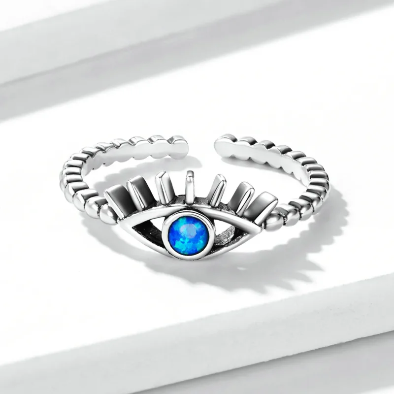 (imagine pentru) Pandora Style Evil Eye Beaded Open Ring - BSR223 - Vizualizare 3