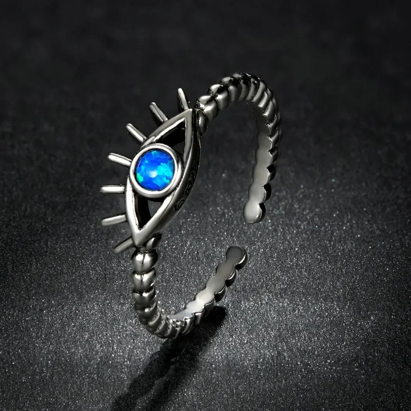 (imagine pentru) Pandora Style Evil Eye Beaded Open Ring - BSR223 - Vizualizare 5