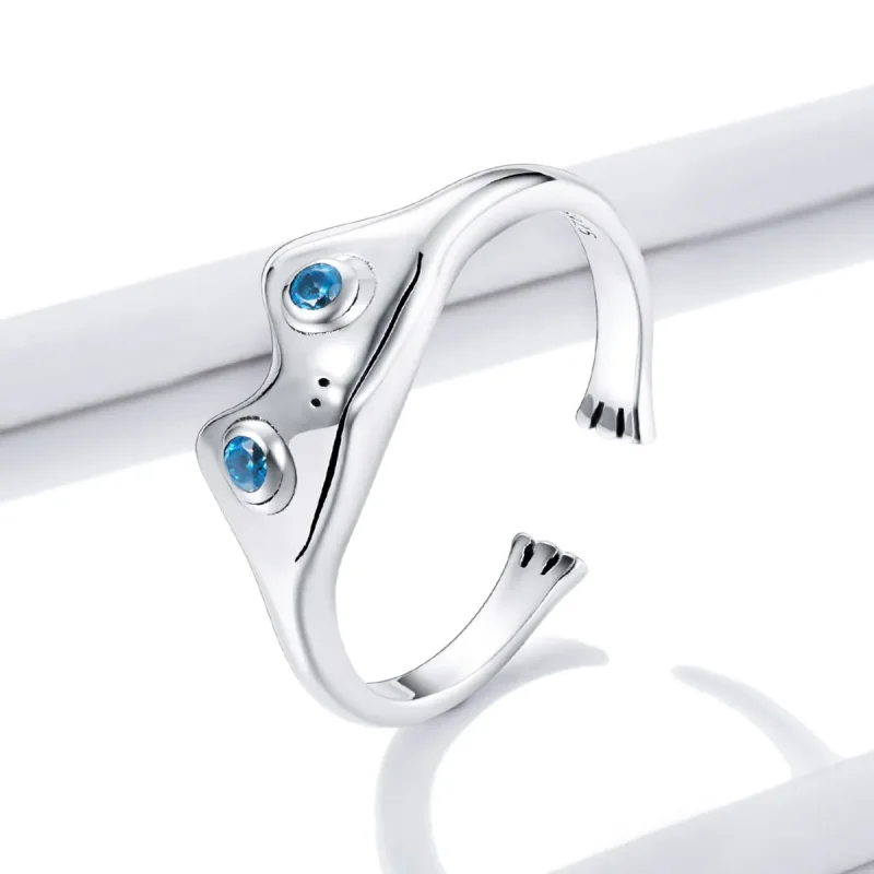 (imagine pentru) Pandora Style Funny Frog Open Ring - BSR197 - Vizualizare 2