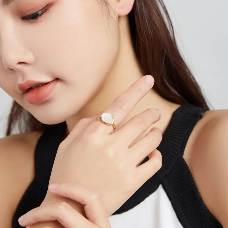 (imagine pentru) Pandora Style Rainbow Mother of Pearl Open Ring - BSR174 - Vizualizare 7