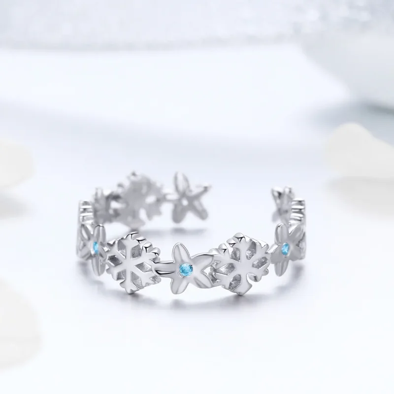 (imagine pentru) Pandora Style Snow Flower Open Ring - BSR015 - Vizualizare 3