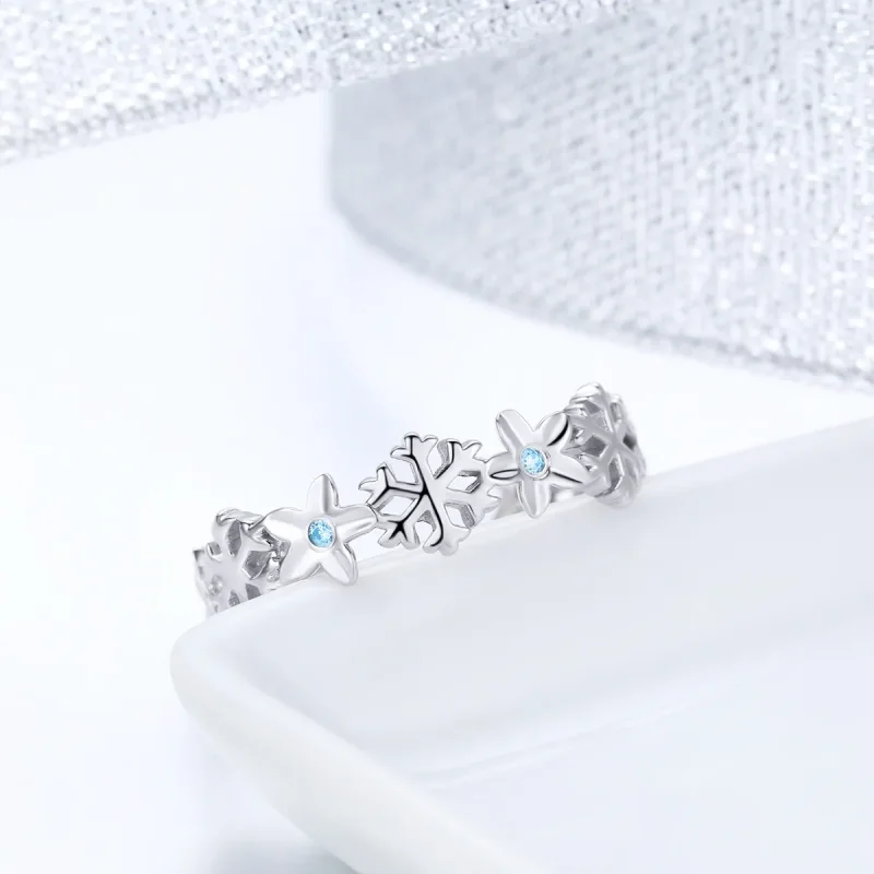 (imagine pentru) Pandora Style Snow Flower Open Ring - BSR015 - Vizualizare 4