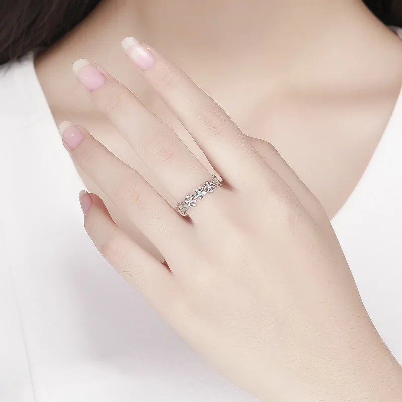(imagine pentru) Pandora Style Snow Flower Open Ring - BSR015 - Vizualizare 5