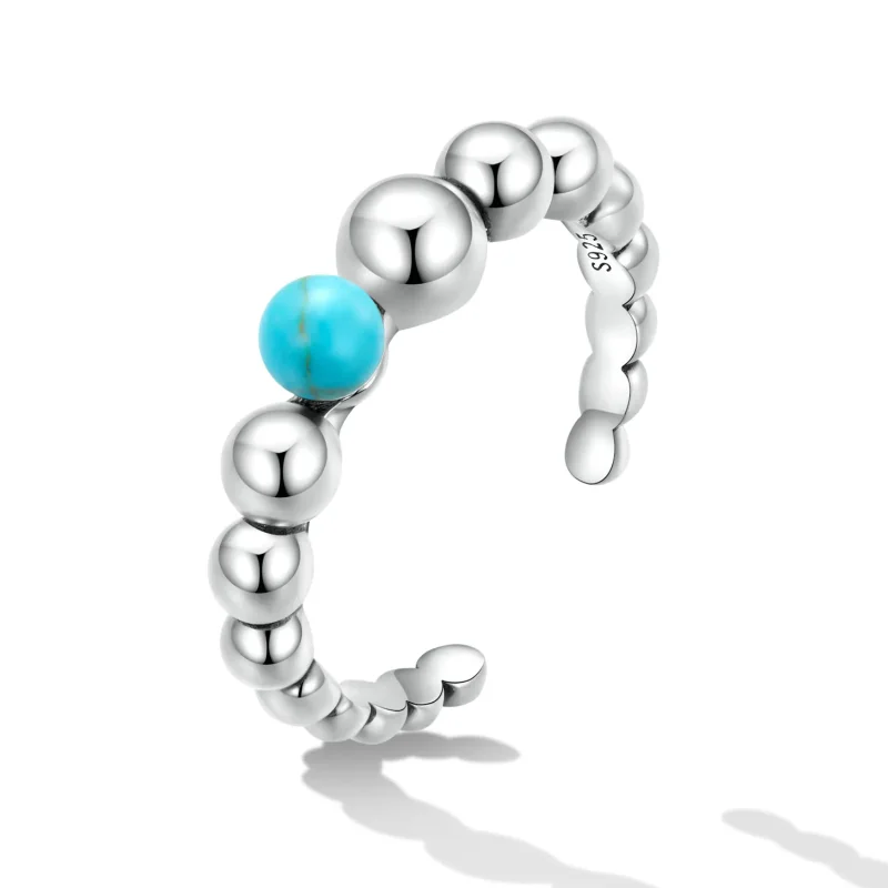 (imagine pentru) Pandora Style Turquoise Beans Open Ring - SCR833 - Vizualizare 2