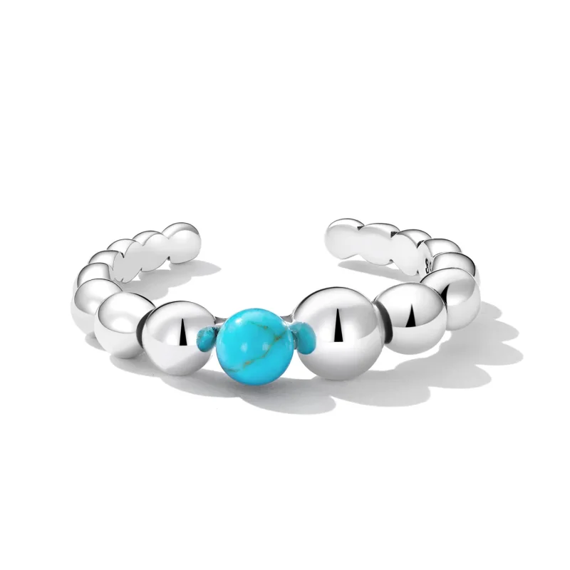 (imagine pentru) Pandora Style Turquoise Beans Open Ring - SCR833 - Vizualizare 3