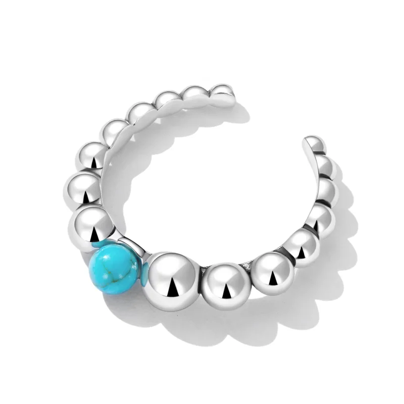 (imagine pentru) Pandora Style Turquoise Beans Open Ring - SCR833 - Vizualizare 4
