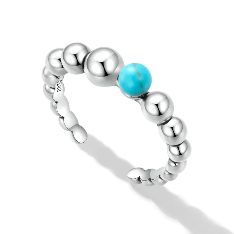 (imagine pentru) Pandora Style Turquoise Beans Open Ring - SCR833 - Vizualizare 5