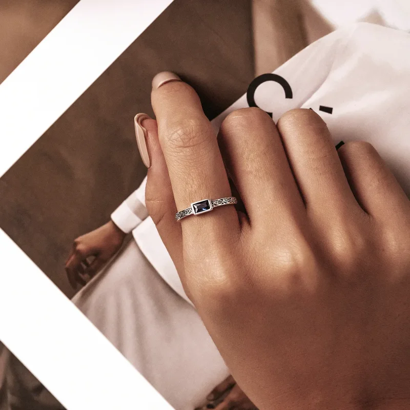 (imagine pentru) Stil Pandora cu model retro - Inel deschis cu zirconiu - SCR768 - Vizualizare 7