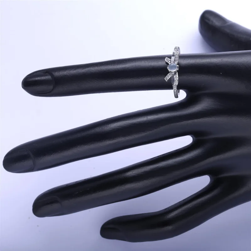 (imagine pentru) Bow silver ring with pearl and clear cubic zirconia - 190971P - - Vizualizare 3
