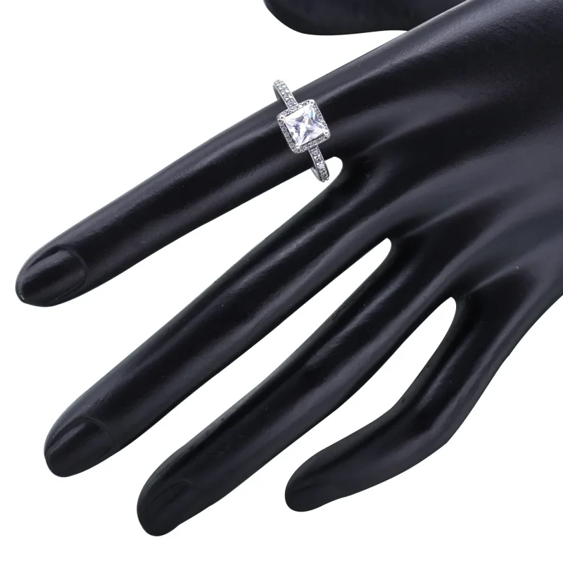 (imagine pentru) Inel cu formă pătrată, din argint 925, cu zirconiu cubic - 19094 - Vizualizare 3