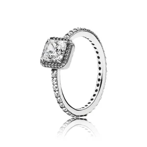 (imagine pentru) Inel cu formă pătrată, din argint 925, cu zirconiu cubic - 19094