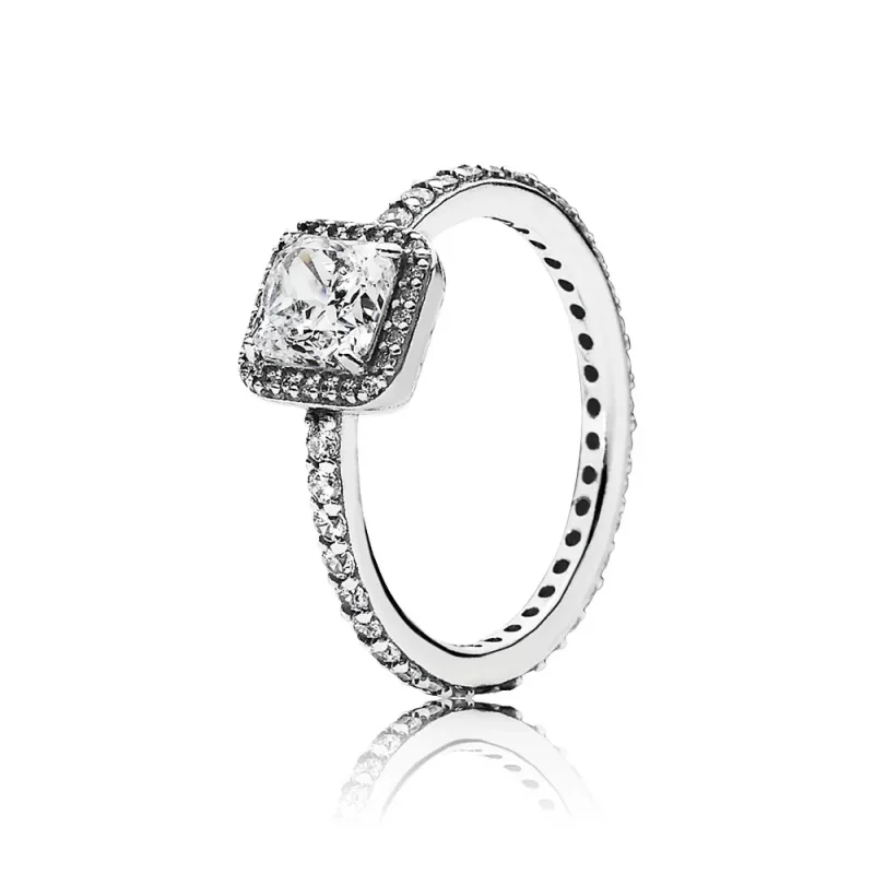 (imagine pentru) Inel cu formă pătrată, din argint 925, cu zirconiu cubic - 19094